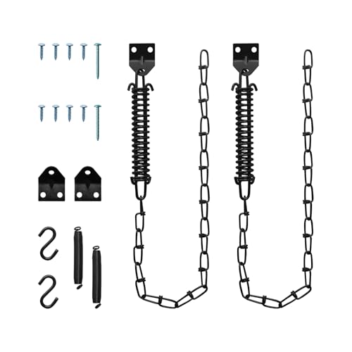Door Stopper Chain Screen Door Stop Chain and Spring to Protect Doors for Wind Safety Storm Door Closer Stop Front Screen Door Security Prevent Opening Damage Wind Chain for Storm Door - 2 Pack