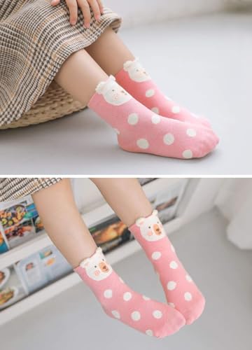 PUTUO Girls Socks Novelty Animal Cotton Socks, Kids Socks Toddler Girls Animal Socks Cute Funky Children Socks Girls Christmas Socks 2-4 Years, 5 pairs