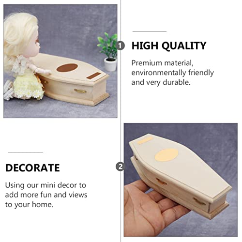 Coheali Coffin Casket Diy Home Wood Church Miniature Treat Favor Gift Keepsake Wooden Unfinished Dollhouse Party Furniture Fairy Trick Goodie House Halloween Pet Color Decoration Mini #TOP1