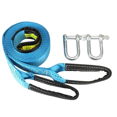 SHENJMAI Corda di Traino 5M 8 tonnellate di Fune di Traino con Cinghia Cavo con Ganci a U grillo in Nylon con Luce Riflettente for autocarri rimorchio Universale(5.0M 8T)