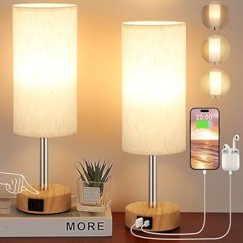 Aooshine Touch Table Lamps with USB Charging Cover