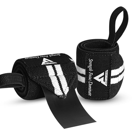 Beast AT Least Weight Lifting Wrist Wraps – 18” Cotton Wrist Support with Thumb Loop – Gym Straps for Workout Powerlifting Weightlifting Fitness Strength Training, Stiff Wrist Straps