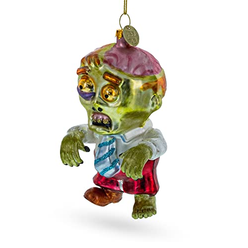 Dapper Zombie in Formal Attire Glass Christmas Ornament