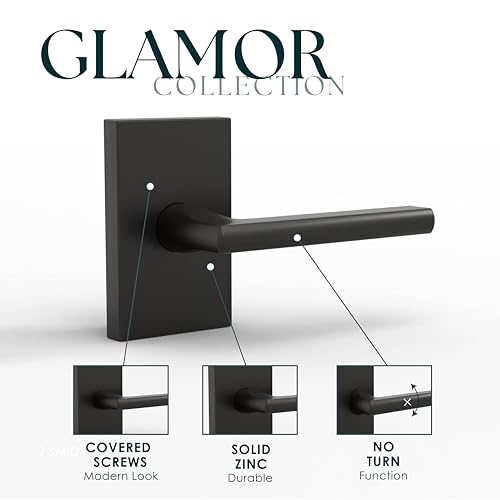 Mega Handles Glamor Dummy Lever, Door Handle Set for Closet or French Doors, Single Side Door Levers, Non-Turning, Fits All Standard Door Sizes, Screws Included - Matte Black (2 Pack) by Mega Handles - Image 6
