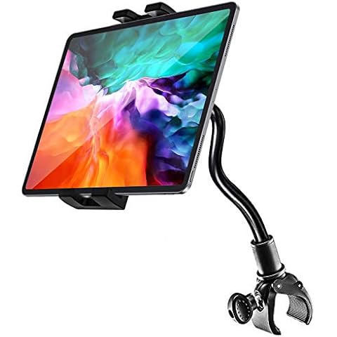 Gooseneck Spinning Bike Tablet Holder, woleyi Exercise Bike Tablet Mount, Indoor Gym Treadmill Tablet Stand for iPad Pro 12.9 Air Mini, Galaxy Tabs, iPhone More 4-13" Cell Phone and Tablets Cover