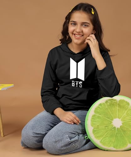 Image of KYDA KIDS Girls Cotton Hooded Sweatshirt | Regular Fit Full Sleeves Winter Wear Hoodies