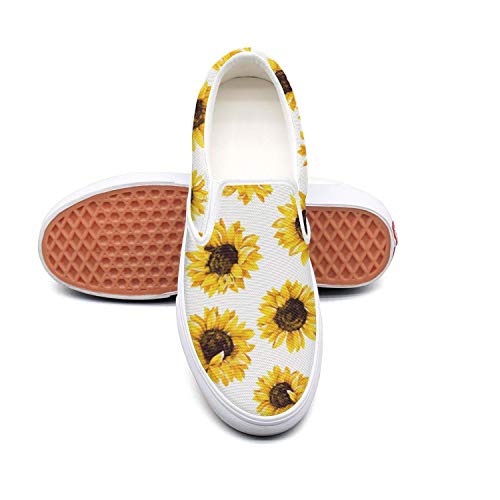 Cute Sunflower White Women Canvas Sneakers Non-Slip Rubber Sole Casual Shoes Classic Casual Shoes