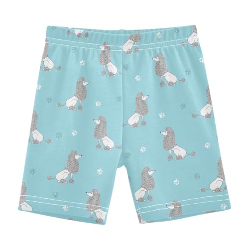 JHKKU Girls Cute Poodles Dog Shorts Cotton Cartwheel Bike Kids Biker Under Dress Dance Short Girl Clothes 6T