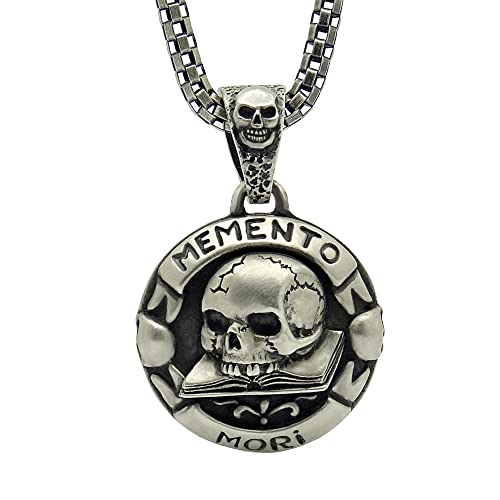 Skull Over Book Sterling Silver 925 Men's Woman's Pendant Masonic Memento Mori Biker Handcrafted, With Or Without Chain Necklace #TOP4