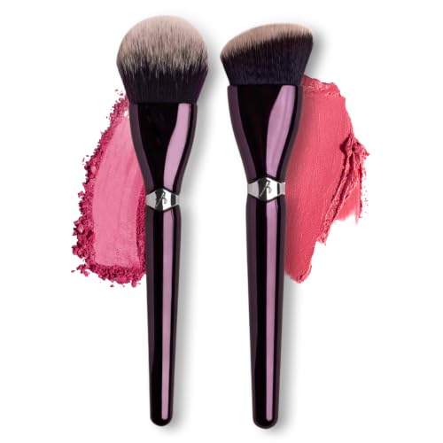 Anisa Beauty Blush Makeup Brush Duo | Angled Cream and Multi-Powder Blush Brushes for Buildable Cheek Color | Ideal For All Blush Formulas | Vegan Cruelty-Free Makeup Brush Set