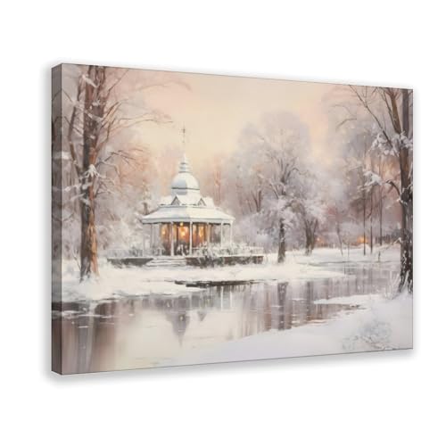 Kroey Vintage Christmas Samsung Art Poster, Snowy Gazebo Art, Farm