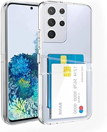 XIMIZU for Samsung Galaxy S22 Ultra 5G Wallet Case,Card Holder Slim Clear Flexible TPU Protective Phone Cover with 2 Card Slot for Galaxy S22 Ultra 6.8-Inch 2022