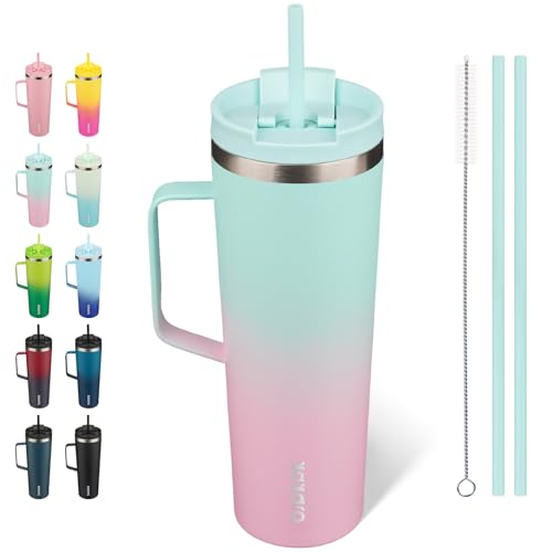 Image of BJPKPK 30oz Insulated Tumbler with Handle, Lid & Straw, Stainless Steel