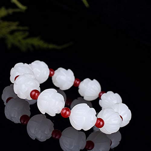 Bracelet en jade blanc afghan authentique modèle M perles de transfert - 5