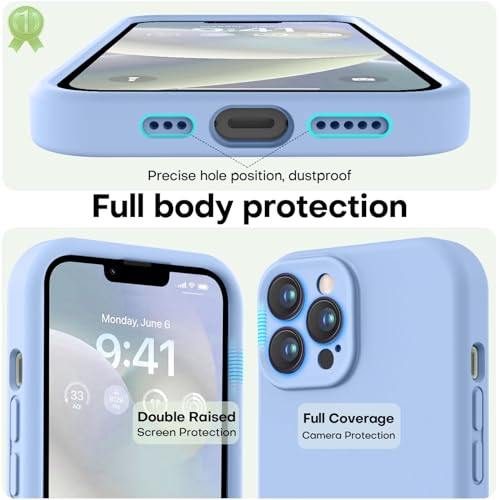 Image of LOVE 3000 Designed for iPhone 13 Pro Max Case, Premium Silicone with [Soft Anti-Scratch Microfiber Lining] Shockproof Protective Phone Case for Men Women Girls 6.7 inch, Light Blue