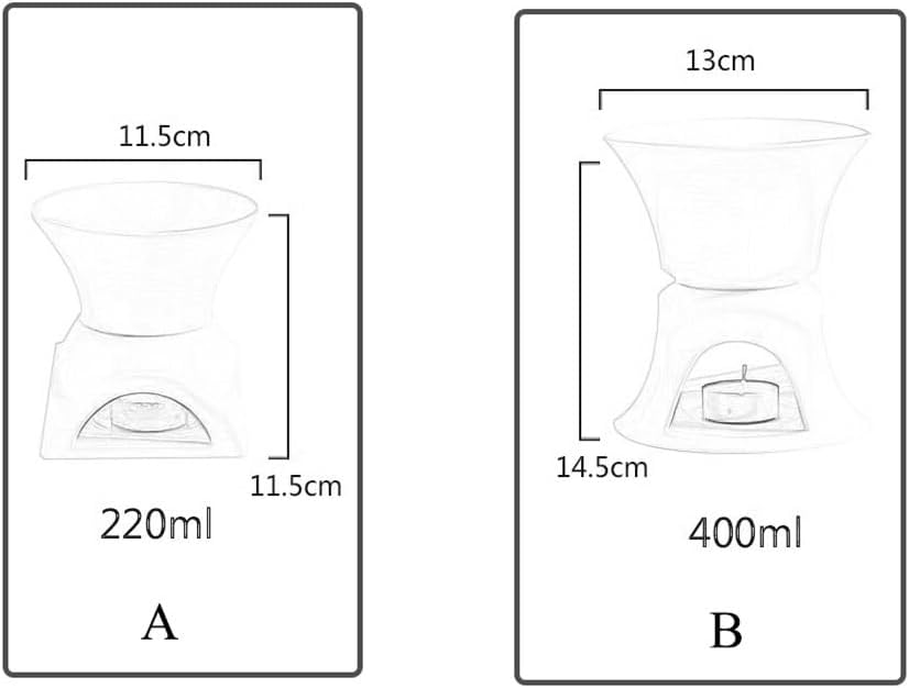 White Ceramic Chocolate Fondue Pot with Heating Stove - Portable, Ultra-Flexible for Cheese & Ice Cream, Includes Forks & Easy to Clean, 2 Pieces(A)