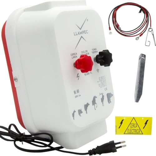 Llampec Pastor Eléctrico 60 “PETS” con conexión a red 230v – Cerca eléctrica Especial para Perros y Gatos - 1,5 J - 9.000 V - 8 km de Alcance – Uso Doméstico y Jardines – Fabricado en España