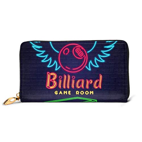 Preisvergleich Produktbild JHGFG Mode Handtasche Reißverschluss Brieftasche Billard Club Spielzimmer Neonlicht Telefon Clutch Geldbörse Abendkupplung Blocking Leder Brieftasche Multi Card Organizer