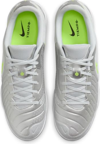 Nike Nike Tiempo Legend 10 Academy Indoor/Court Low-Top Soccer Shoes (DV4341-001, Metallic Silver/Volt/White) Size 12.5
