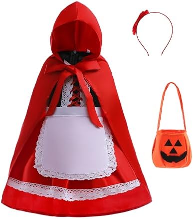 Lito Angels Little Red Riding Hood Costume Fancy Dress Up Set with Cloak for Kids Girls Age 2 to 13 Years