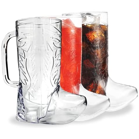4E's Novelty 10Pcs Cowboy Boot Mug Cups (10 Pack) 17 oz Reusable Hard Plastic, BPA Free - for Cowboy Themed Party Supplies, Western Accessories Cover