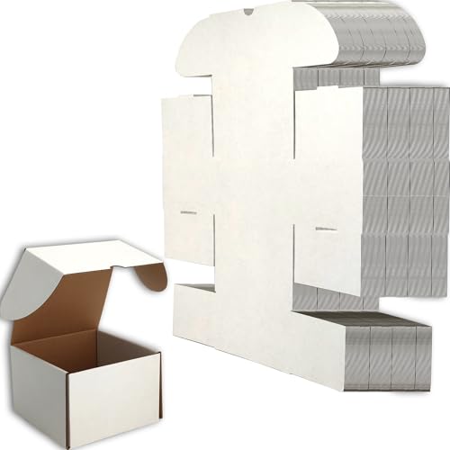 Lmuze 6x6x4 Shipping Boxes Set of 25, White Mailer Corrugated Cardboard Box