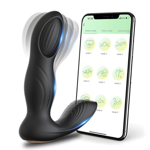 Consoladores.. para Hombre con Vibración Vibradorador Hombre Juguetes Eróticos para Pareja Sexuales Vibrador Plug Anal Control Remoto App Plug Anales,con vibración Vibradores Juguetes Sexuales (Black)