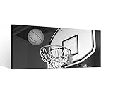 Leinwand 1 Tlg Sport Basketball Ball Korb Leinwandbilder Bild Bilder Holz fertig gerahmt 9R527, 1 Tlg BxH:80x40cm