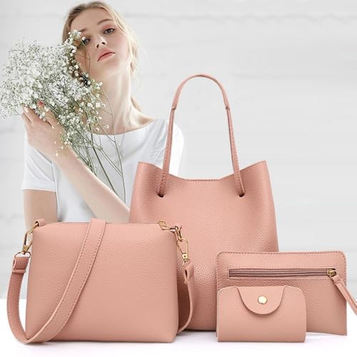 Bolso tote y bolso tipo cartera para mujer, conjunto de 4 piezas miniatura 2