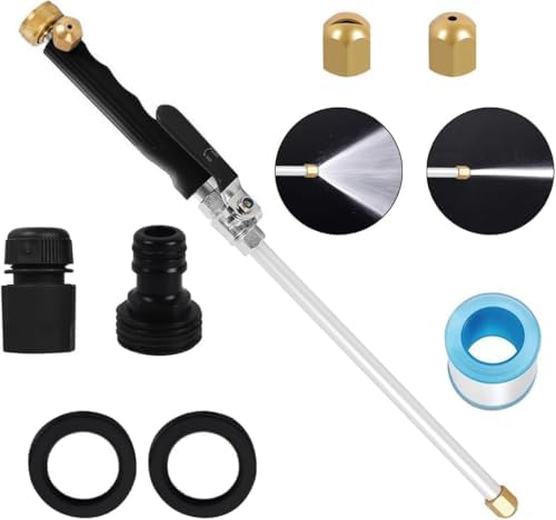 Jet Nozzle Power Washer for Garden，2-in-1 Jet Nozzle Power Washer ，Upgraded High Pressure Washer Tools with 2 Different Nozzles and Hose Quick Connectors (black)