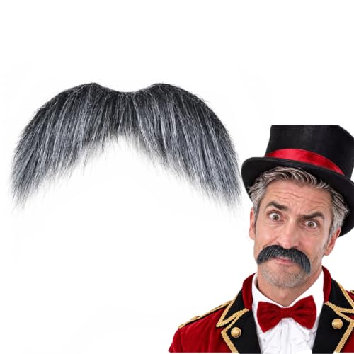 Self-Adhesive Fake Mustache Set Including Spare Double-Sided Stickers and a Small Comb(Gray)