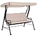Balancelle de Jardin 3 Places Grand Confort Toit Inclinaison réglable épais Coussins Amovibles Polyester Acier époxy Beige