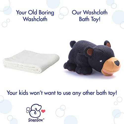 Soapsox Kids Exfoliating Bath Scrub (Bailey The Bear) - Soft Animal Toy Wash Cloth Sponge With Soap Pocket Insert - Fun Loofah Characters For Babies, Kids And Children #TOP2