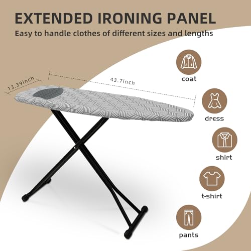Ironing Board Adjustable Height Folding Ironing Board with Iron Pad, Heat-Resistant Cover, Thick Steel Tube Compact Iron Board (Grey) by Afhomennst - Used condition - Image 6