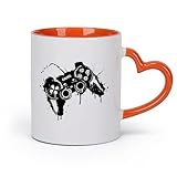 DEBINGY ceramica Tazze bianche Controller per videogiochi, vernice, joystick, sala giochi, graffiti, area giochi PS （11oz/320ml） Ristorante, ufficio Arancione