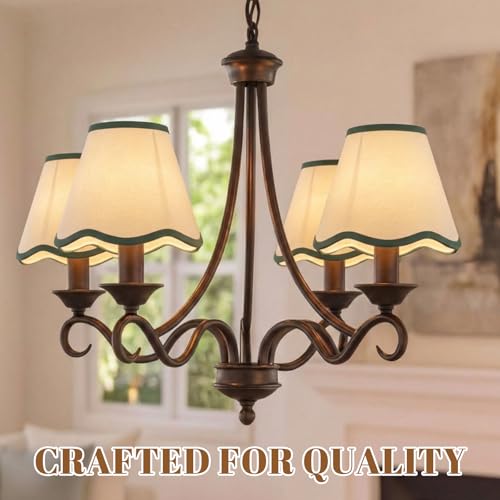 VIHOSE Set of 3 2.9" Top x 5.9" Bottom x 5.1" Height Lamp Shade with Petal Edge Chandelier Shades Fabric Scalloped Lampshade for Floor Wall Lamps Table Living Room Bedroom (Green Edge) by VIHOSE - Used condition - Image 4