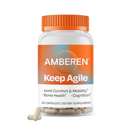 Amberen Keep Agile menopause supplement bottle — the only pick pairing named joint and cognition ingredients