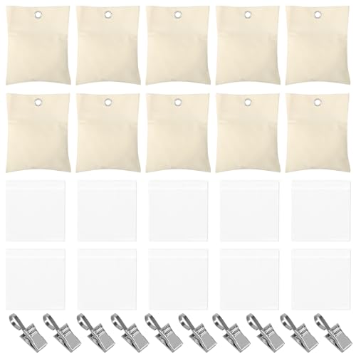 10 Outdoor Vorhang Leinwand Gewichte, Gewichte für Tischdecken mit 10 Clips 10 PE Beutel Tragbare Gewichtstasche, Selbstklebender Verschluss Gewichtstasche für Garten Pavillon Terrasse Vorhänge