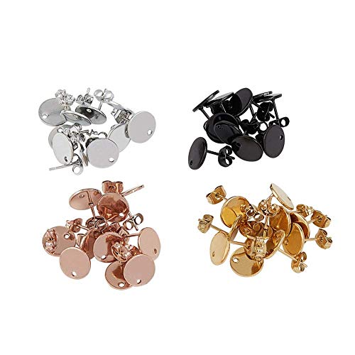 UNICRAFTALE 4 Mixed Colors Stud Earrings 40pcs(20Pairs) Stainless Steel Stud Earring 0.8mm Pin Flat Round Earring with Ear Nuts Findings Components for Jewelry Making - Thumbnail 7