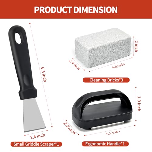 Griddle Stone Grill Brick - Grill Bricks Cleaning Block Barbecue Grill Cleaner Pumice Stone for Blackstone Griddle Accessories Flat Top Brick -3 PCS Grill Cleaning Bricks with Handle - Image 5