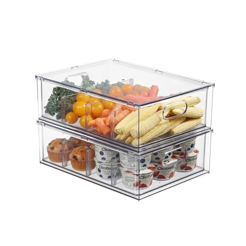 Image of Bronkeeper Fridge Organizers and Storage Pull Out Drawer, 2 Large