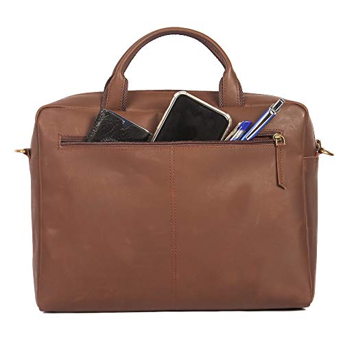 The Leather Warehouse Handmade 13.3" Laptop Bag With Adjustable Shoulder Strap Unisex - Dark Brown #TOP4