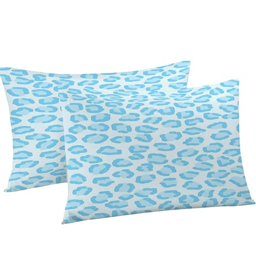 Housse de Couette 200x200 Bleu Léopard en Microfibre avec 2 Taies d'Oreiller - 8
