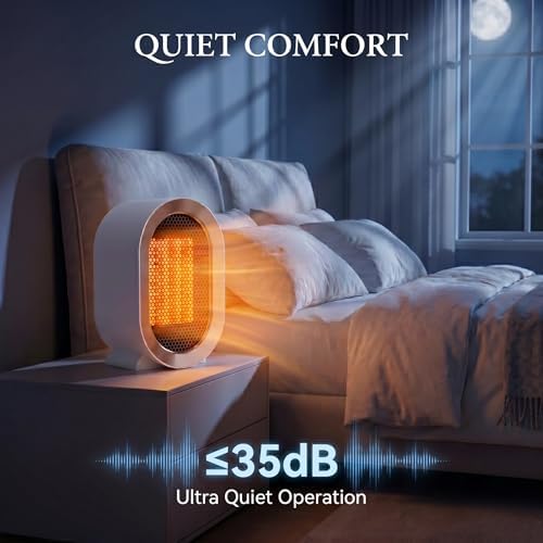 Swocky Indoor Electric Portable Space Heater, 1200W Personal Desk Heater, Fast Quiet Heating Ceramic with Thermostat for Large Room,Bedroom and Office Use (White) — view 3