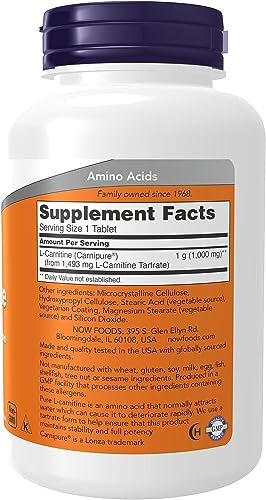 NOW L-Carnitine 1000 mg,100 Tablets - Thumbnail 2