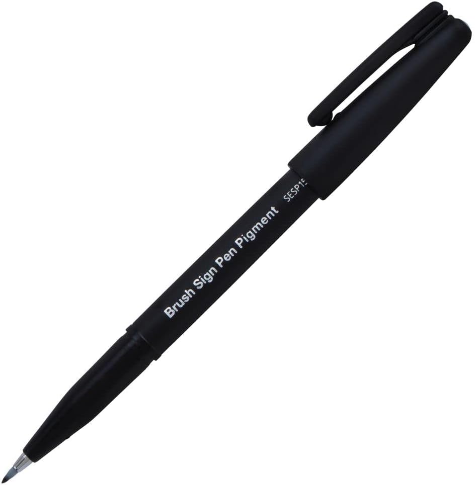 Pentel Arts Sign Pen Brush, Gray Pigment Ink, 1 Pack