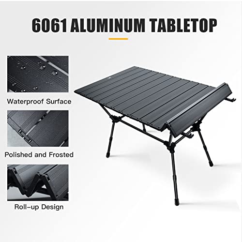Sunriseland Portable Camping Table 30X22'' Large Aluminum With Adjustable Legs Folding Stable Table Heavy Duty 220Lbs Roll Up Table With Carry Bag For Picnic Bbq Beach Fishing Traveling Party #TOP1