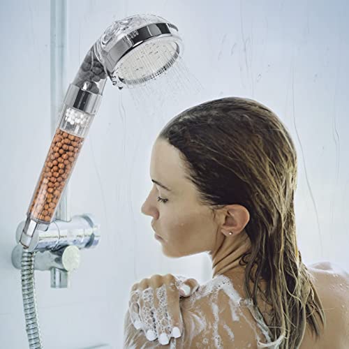 EASYmaxx Wellness-Duschkopf mit Mineralperlen & 3 Wasserstrahl-Modi | Spart 30% Wasser bei ca. 50% mehr Wasserdruck | 344 Mikrodüsen, natürliche Wasserfilterfunktion, für alle 1/2 Zoll Anschlüsse