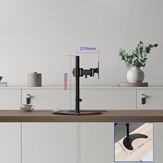 Duronic DM25D1 BK Braccio per un monitor da 13 a 27 pollici con piedistallo | Inclinazione e altezza regolabile, VESA 75 100, Supporto monitor ergonomico per PC con base, Supporto schermi nero