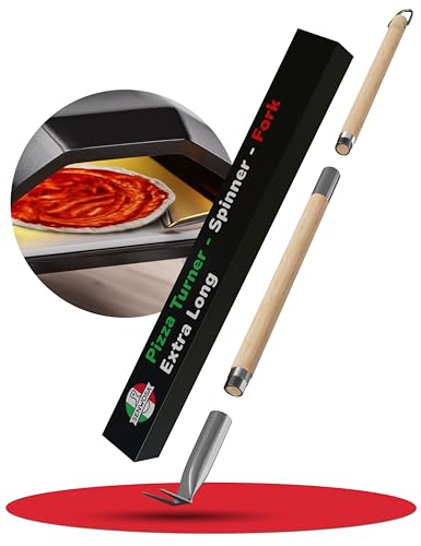 Senwosa Pizza Turner Spinner & Bubble Popper - Poker - Extra Long Adjustable Handle [26\"-32â€] - Pizza Oven Accessories - Smart Pizza Turning Peel Alternative - Compatibile with Ooni Ovens